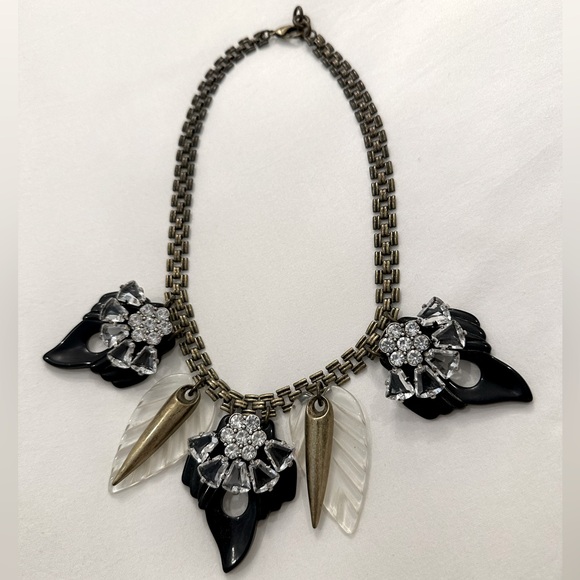 RARE Lulu Frost for J Crew Harvest Moon statement necklace rhinestone - Picture 2 of 11